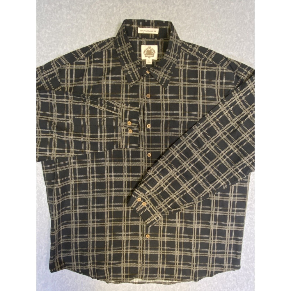 Paradise Collection Mens Shirt Size Extra Large‎ Long Sleeve Button Down Silk